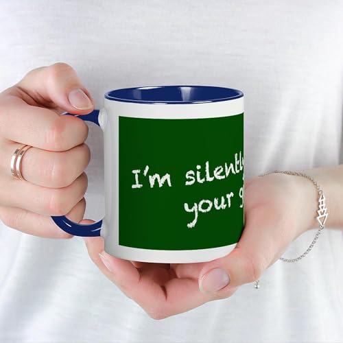 Taza de cerámica blanca y azul marino 11 oz miniatura 5