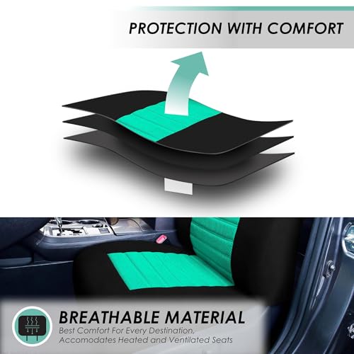 FH Group Car Seat Covers Full Set 3D Air Mesh - Universal Fit, Automotive Seat Covers, Low Back Seat Cover,Airbag Compatible,Split Bench Rear Seat,Washable Car Seat Cover for SUV, Sedan Mint by FH GROUP - Used condition - Image 4