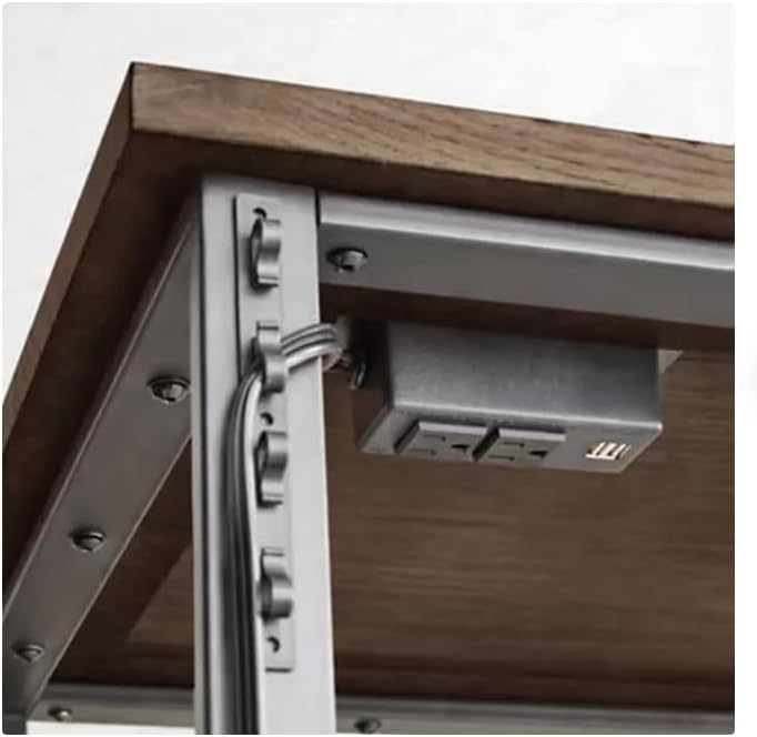 Close-up of the under-mount USB/Power hub and wire management clips