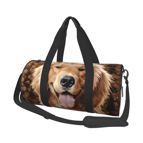 Travel Duffle Bag Lightweight Small Gym Bag Foldable Weekender Overnight Bags with Adjustable Shoulder Strap Carry On Tote Bags Cute Golden Retriever Hospital Bag for Women Men