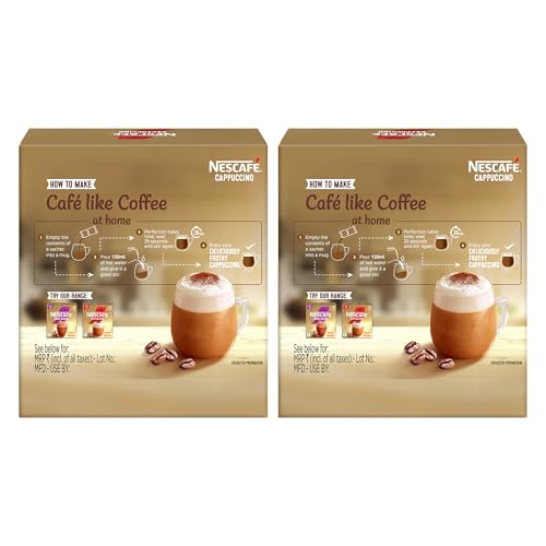 Image of Nescafe Cappuccino | Frothy Delicious Coffee | Instant Coffee Premix Powder Just Add Hot Water | 125g (5 Sachets x 25g) (Pack of 2)