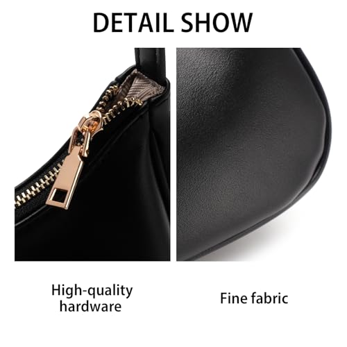 Image of Mini Shoulder Bag,Retro Classic Hobo Bags for Women,Black Shoulder Purse with Zipper Closure (Black)