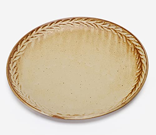 3-Piece-Handmade-Stoneware-Dishware-Plates-9-25-inch-Matte-Craft-Pottery-Dinner-Plates-Microwave-Safe-Embossing-Wheatear-Rimmed-Ceramic-Dinnerware-Platters-Earthy-Brown 3 Piece Handmade Stoneware Dishware Plates 9 25 inch Matte Craft Pottery Dinner Plates Microwave Safe Embossing Wheatear Rimmed Ceramic Dinnerware Platters Earthy Brown