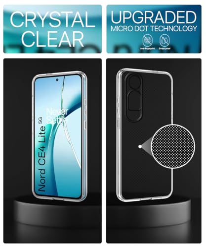 Image of WOW IMAGINE Crystal Clear Transparent Back Case Cover for 1+ OnePlus Nord CE 4 Lite 5G | Full Device & Camera Protection Shockproof TPU | Flexible Silicone Back Cover Case - Transparent
