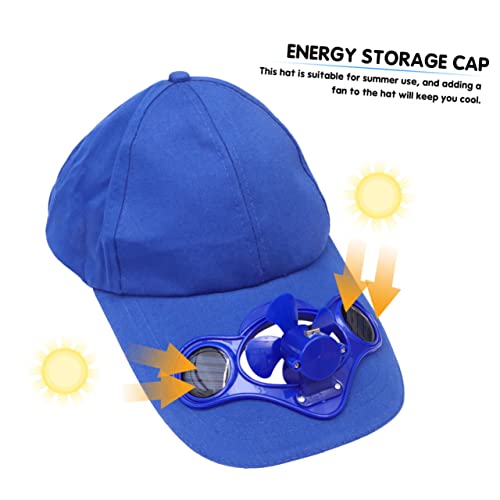 PRETYZOOM 1Pc Solar Fan Hat with UV Protection Comfortable Cap for Boys and Wide Brim Sun Block Hat for Outdoor Fun for Summer Activities Blue4