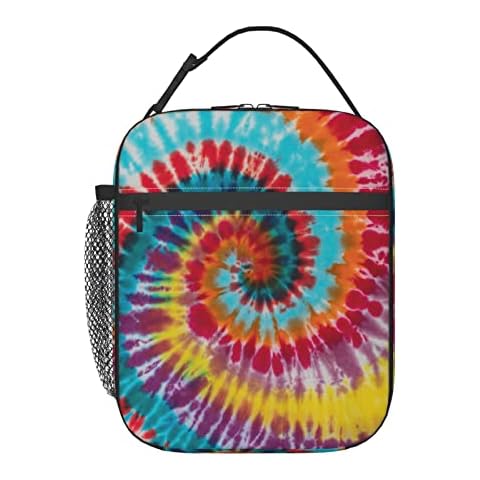 Abucaky Tie Dye Spiral Pattern Portable Lunch Bag Insulated Meal Bag Reusable Lunch Box Cooler Bag Food Container For School Work Travel Picnic Camping Cover