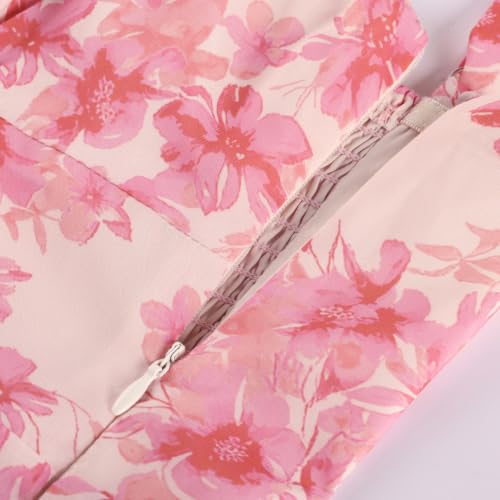 Image of Belle Poque Sun Dresses for Women Spring Summer Floral Midi Flowy Spaghetti Ruffle Wedding Guest Tea Party Dress