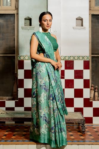 Image of MIRCHI FASHION Women Saree Chiffon Floral Printed | Breathable Lightweight Sari for Regular Home and Office Wear with Blouse Piece