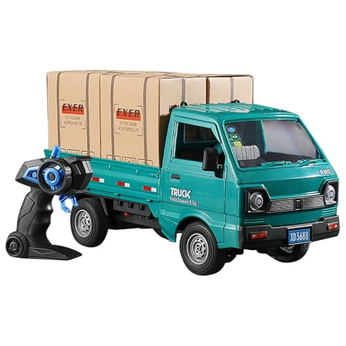 GoolRC Remote Control Car Kei Truck, 1:16 Scale RC Transport Pickup Truck with Spray and Light, 2.4GHz All Terrain RC Cars for Kids and Adults Christmas or Birthday Gift (Green)