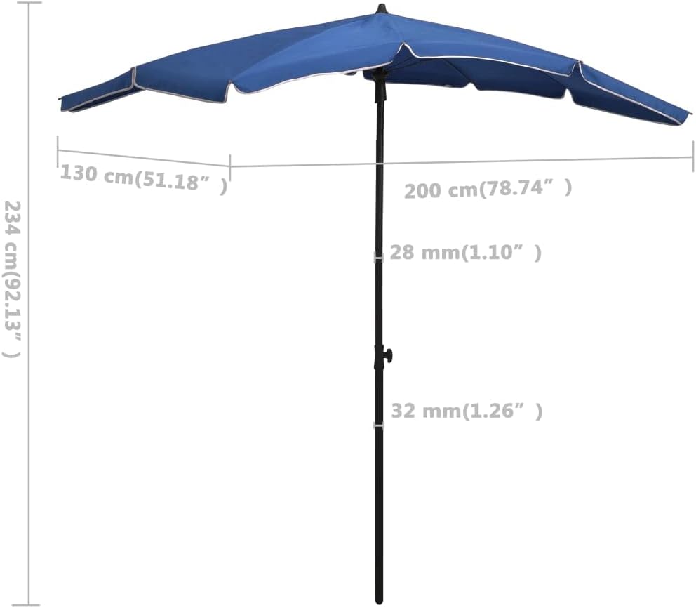 vidaXL Garden Parasol Height Adjustable Outdoor Patio Sunshade Shelter Steel