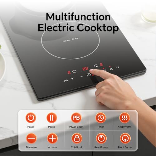 Image of Ranein 12 Inch 2 Burner Induction Cooktop, 1800W, 120V