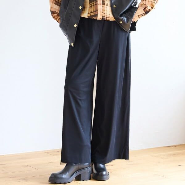 [リズム] 洗える チュールレイヤードジャージーパンツ ブラウン 2