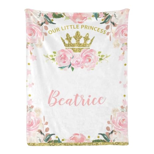 Seamaid Personalized Baby Blankets for Girls Custom Name Blanket for Kid Personalized Baby Gifts Custom Princess Crown Blanket for Girls - Little Princess 30x40in