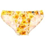 L イエロー メンズビキニ【La-PommeHomme/ラポーム・オム】花柄プリント 平ゴム フルバック ビキニ 下着 アンダーウェア パンツ フラワー セクシー