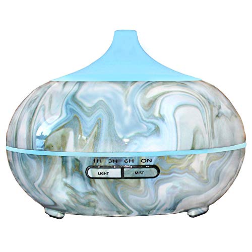 Your Spirit Space 300ml Aromatherapy Essential Oil Diffuser Portable Ultrasonic Cool Mist Humidifier - 7 Color LED Lights Auto Shut-Off Home Bedroom Baby/Room - Blue Marble
