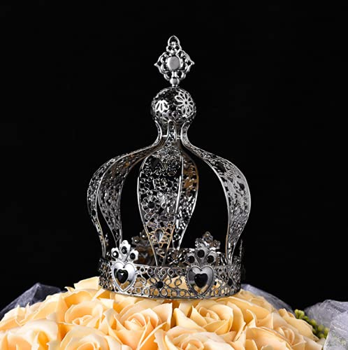 Crown Creative Metal Cake Topper Accessory Baby Shower Birthday Cake Decoration Crown for Boys & Girls Black