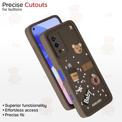 Image of Pikkme Back Cover for Oppo A55 | Cute Fun Cartoon 3D Bear Silicone Full Body Protection Bumper Case (Brown)