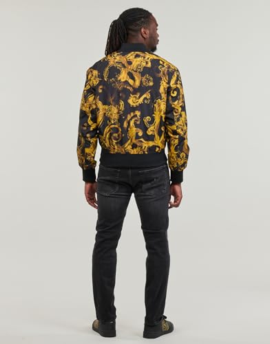 Versace Jeans Couture Baroque Print Bomber Jacket in Black & Gold3