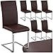 Produktbild tectake Freischwinger Schwingstuhl, Stuhl 6er Set, Moderne Esszimmerstühle oder Küchenstühle mit strapazierfähigem Kunstleder Bezug - braun