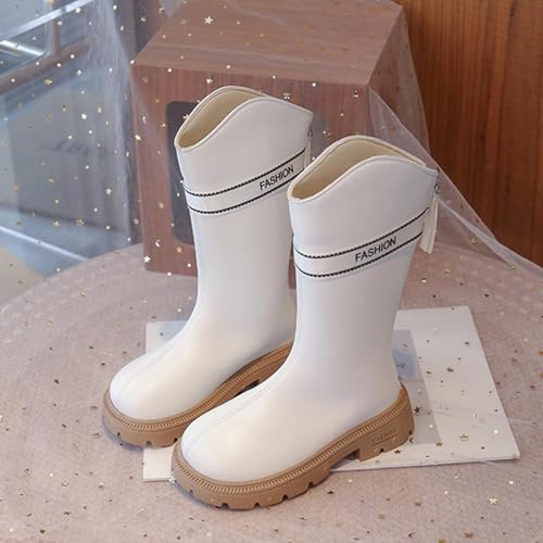 Kids Girls Mid Calf Boots Low Heel Zipper Boots Fashion Tall Riding Combat Boot Fall Winter Fleece Lined Dress Shoes for Toddler2