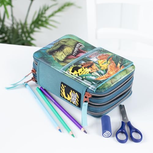 Trousse 3 compartiments Dino World Danger grand format pour garçon - 7
