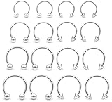 Ftovosyo 16PCS 16G Multiple Different Sizes Horseshoe Barbell Surgical Steel Nose Septum Rings Hoop Daith Earring Eyebrow Helix Vertical Lip Piercing Jewelry for Women Men
