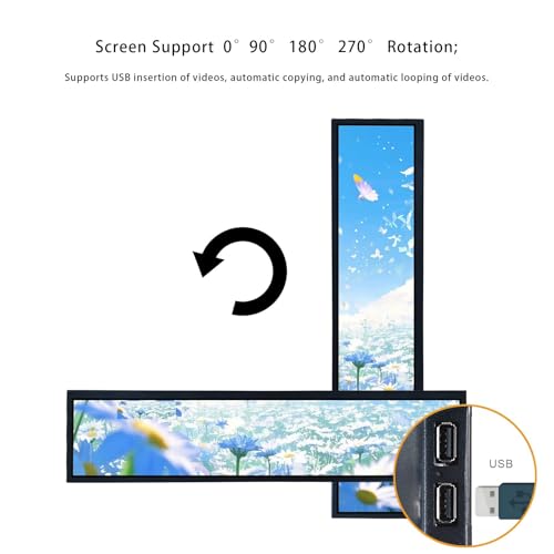 Image of VSDISPLAY 21.3 inch Stretched Bar Display Advertising Monitor with USB Autoplay | 1920x360 IPS LCD Digital Signage,Supports Image Rotation, and Mounting Holes,for Store /Retail /Exhibition Show