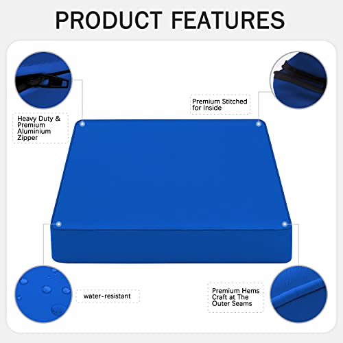 Clawscover 4Pack Outdoor Patio Cushion Replacement Covers,Heavy Duty Fadeless Yarn-Dyed Polyester,Sofa Chair Seats Pillow Cushion Slipcover,Water Resistant & Anti-Uv,22Lx20Wx4H Inch,Royal Blue #TOP1