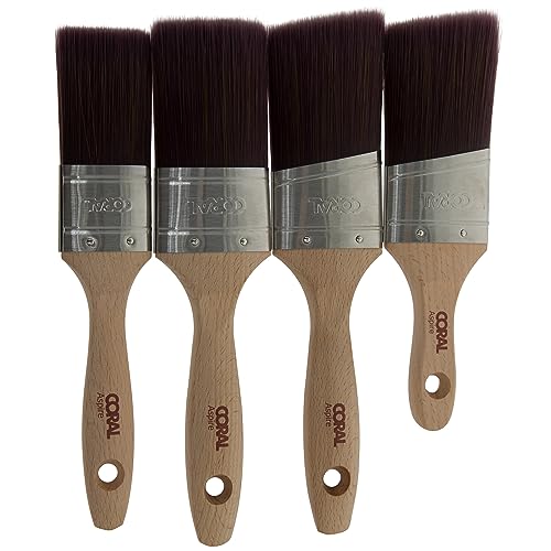 Coral 31748 Aspire 4 Piece Paint Brush Set Professional Firm Straight Oval Profile for Fast Accurate Ultra-Smooth Finish with Trade Emulsion Gloss FSC Wood 1.5", 2", 2" Angled, 2" Angled Stubby - Image 3