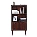 VASAGLE Bookcase, 2-Tier Retro Bookshelf with Doors, Storage Cabinet for Books, Photos, Decorations in Living Room, Office, Study, Mid-Century Style, Walnut Color ULBC09BY