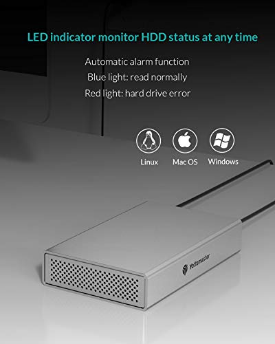 Image of Yottamaster Aluminum USB 3.0 Hard Drive Enclosure 5Gbps for 3.5 inch SATA HDD [Support UASP & 10TB] - Silver