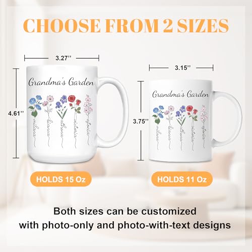 Taza personalizada para abuela con nombre y flor natal miniatura 5