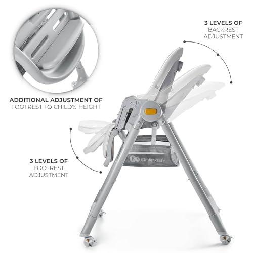 Image of Kinderkraft LASTREE Foldable Baby High Chair, Grey