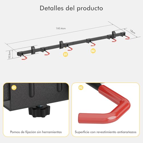 Miniatura 4 de Mimoke Montaje En Pared Para 6 Bicicletas Ganchos Ajustables Para Un Almacenamiento Seguro De Bicicletas Solución De Organización Para El Hogar Y El Garaje