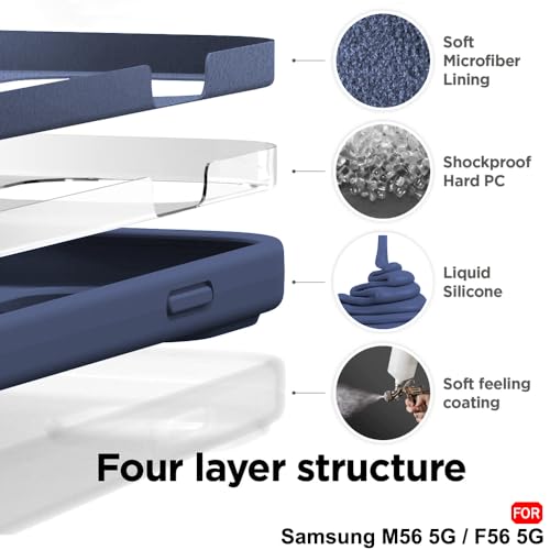 Image of TheGiftKart Liquid Silicone Back Cover Case for Samsung Galaxy M56 5G / F56 5G | Soft Micro-Fibre Lining Inside | Camera & Screen Protection | Shockproof Back Cover Case (Silicone, Blue)