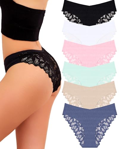 READY TO LOVE Calzoncillos para mujer sin costuras, braguitas brasileñas sin costuras, braguitas brasileñas de encaje para mujer, ropa interior sexy para mujer, juego de calzoncillos multipack, Negro