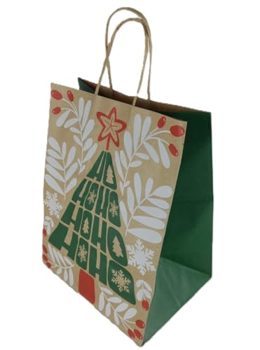 Sacola Kraft Nat - Natal HOHOHO 20 x 15 x 25 c/10un