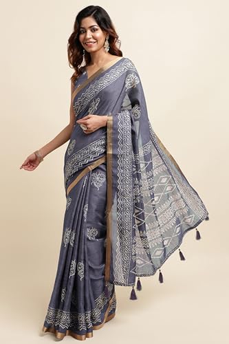 Image of MIRCHI FASHION Saree for Woman Cotton Blend Geometric Printed | Polished Professional Office Wear and Regular Daily Sari with Blouse Piece