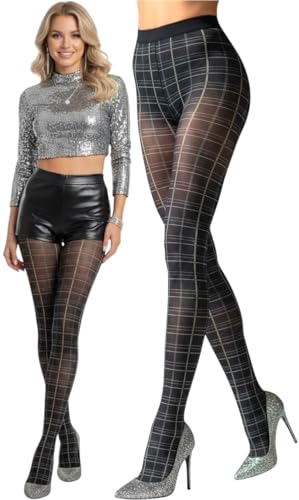 Image of ToBeInStyle Women's Argyle Checkered Diamond Rhombus Net Opaque Sheer Tights Pantyhose