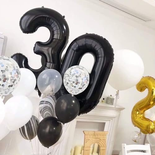 Image of TONIFUL 40 Inch Black Number 25 Balloon Large Foil 25th Birthday Decoration