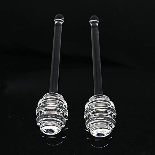 Timoo 2 PCS Glass Honey Dipper Sticks, 6 Inches Honey Spoon Dipper for Honey Pot Jar Containers