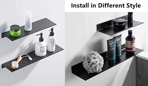 Z Metnal Small Decor Shelves, Mini Floating Display Wall Shelf For Smart Speaker Collectables, Aluminum, Wall Mounted, Matt Black,12 X 5 Inch , 2 Pack #TOP4