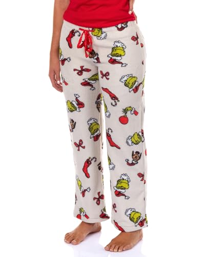 Dr. Seuss The Grinch Pajamas Womens Festive Mischief Plush Lounge Sleep Pants (Medium)
