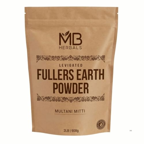 MB Herbals Fullers Earth Powder 2 LB | 908 Gram / 32 OZ | Multani Mitti | Pure Bentonite Clay Powder for Face Pack & Skin Care | No Fragrance | No Preservative