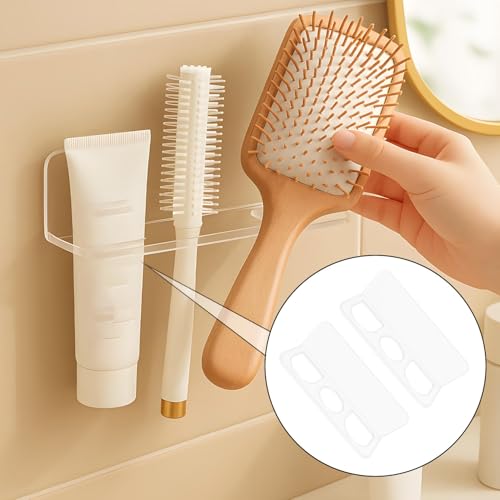 2 Stück Haarbürstenhalter mit 3 Löchern, Wandhalterung Kammhalter für Badezimmer, ideal zur Aufbewahrung von Kämmen, Bürsten und heißen Styling-Tools, praktischer Organizer für Bad & Frisiertisch