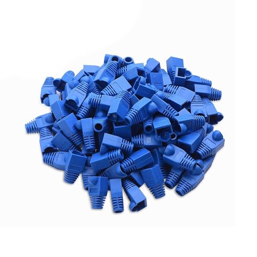 YIOVVOM Soft Plastic Ethernet RJ45 Cable Connector Boots Cover Strain Relief Boots CAT5 CAT5E CAT6 CAT6E 100PCS (Blue)