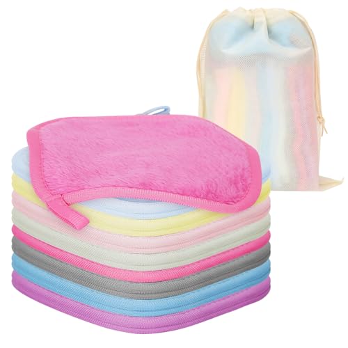 16 paños desmaquillantes lavables de microfibra ultrasuaves y suaves para la piel, almohadillas de algodón reutilizables, para cara y ojos, viajes, hogar y piel sensible