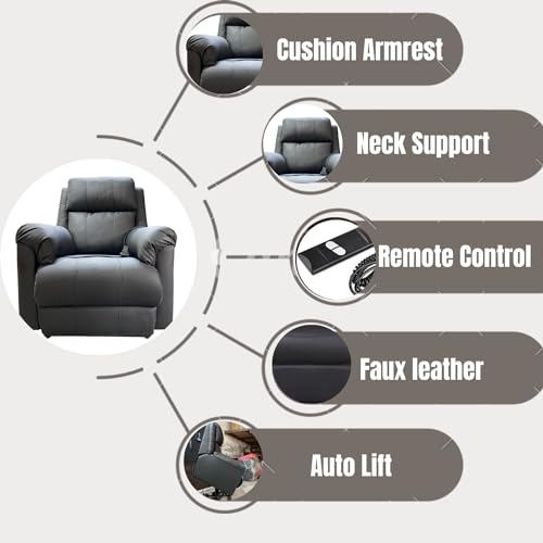 Image of Black 1-Seater Electric Recliner Durability. 2-Year Warranty. Elevate Your Home Relaxation