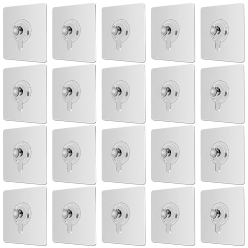 CATOR 20 Piezas Ganchos Adhesivos para Pared, Cuelga Facil Cuadros sin Clavos, Colgar Cuadros sin Agujeros, Colgadores para Cuadros para Fotos, Pinturas (Transparente)
