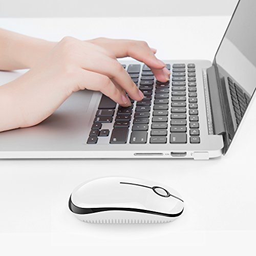 Image of VssoPlor Wireless Mouse, 2.4G Slim Portable Computer Mice with Nano Receiver for Notebook, PC, Laptop, Computer-Black and White